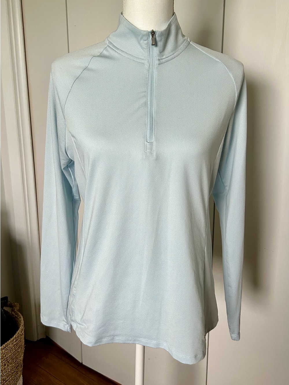 adidas Light Blue 1/4 Zip Long Sleeve Top